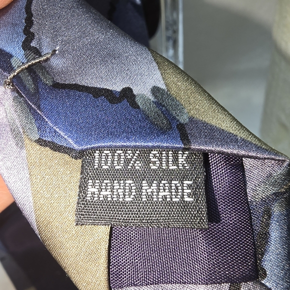 Cocktail Colors Blue and Gold Geometric Silk Tie - Picture 3 of 6